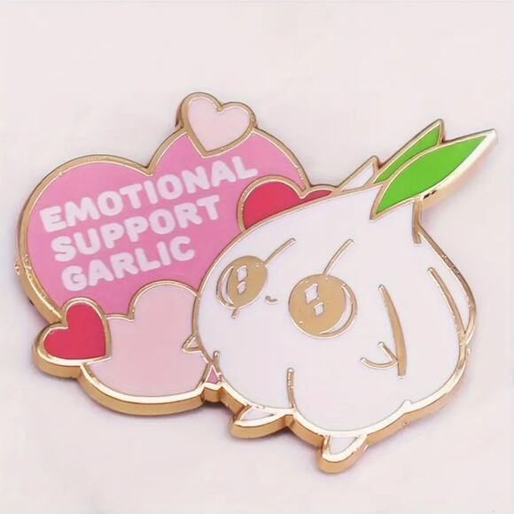 Emotional Support Garlic HARD Enamel Pins 332-1 - Picture 1 of 5